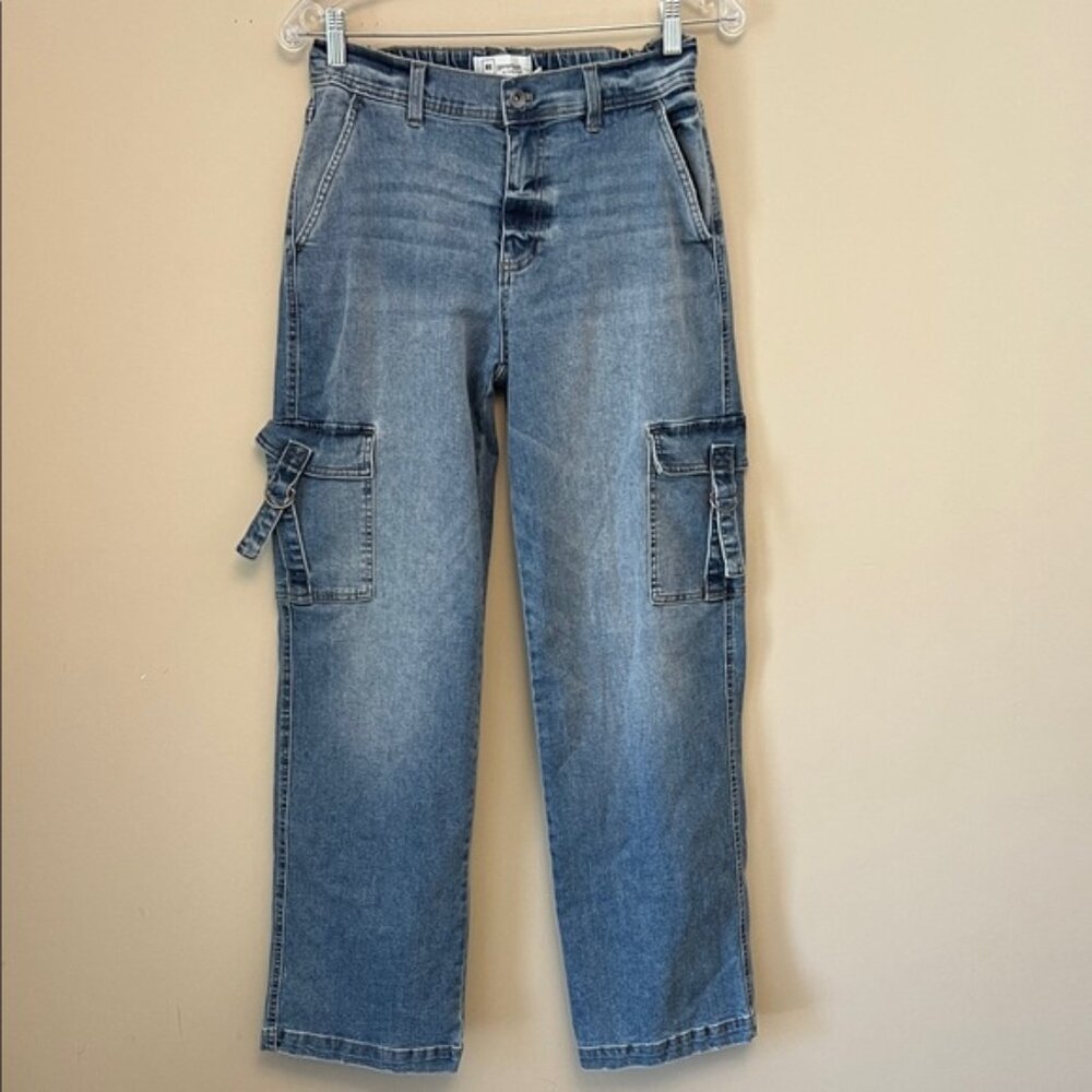 Celebrity Pink Re Generation Blue Denim Cargo Wide Leg Pants size S